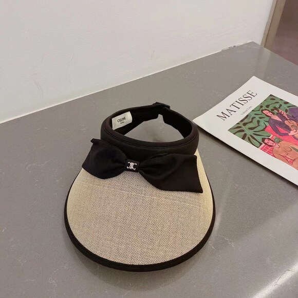 CELINE Tops - Celine Triomphe Bow Beige Sun Visor